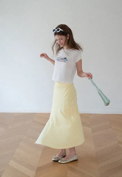Asymmetrical Hem Flowing Midi Skirt