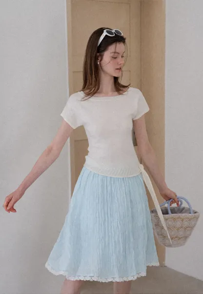 Lace Trim A Line Skirt