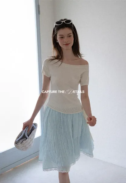 Lace Trim A Line Skirt