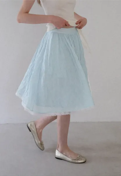 Lace Trim A Line Skirt