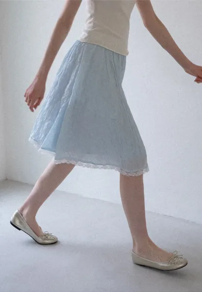 Lace Trim A Line Skirt