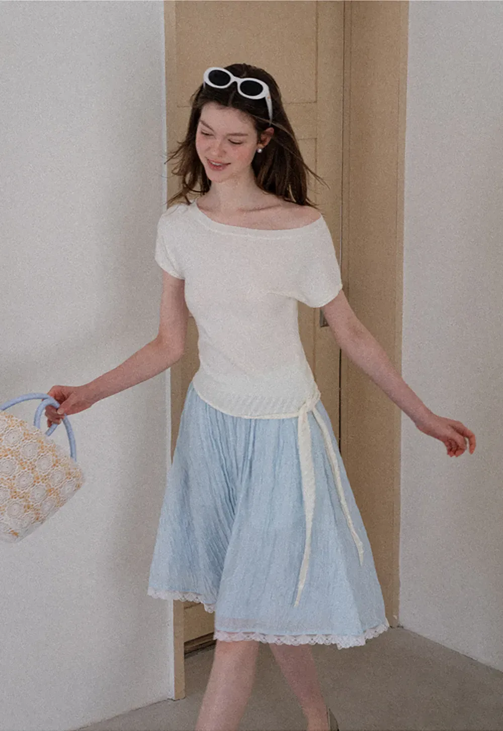 Lace Trim A Line Skirt