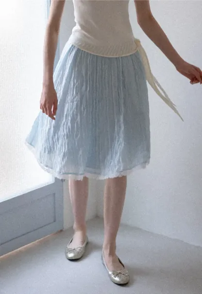 Lace Trim A Line Skirt