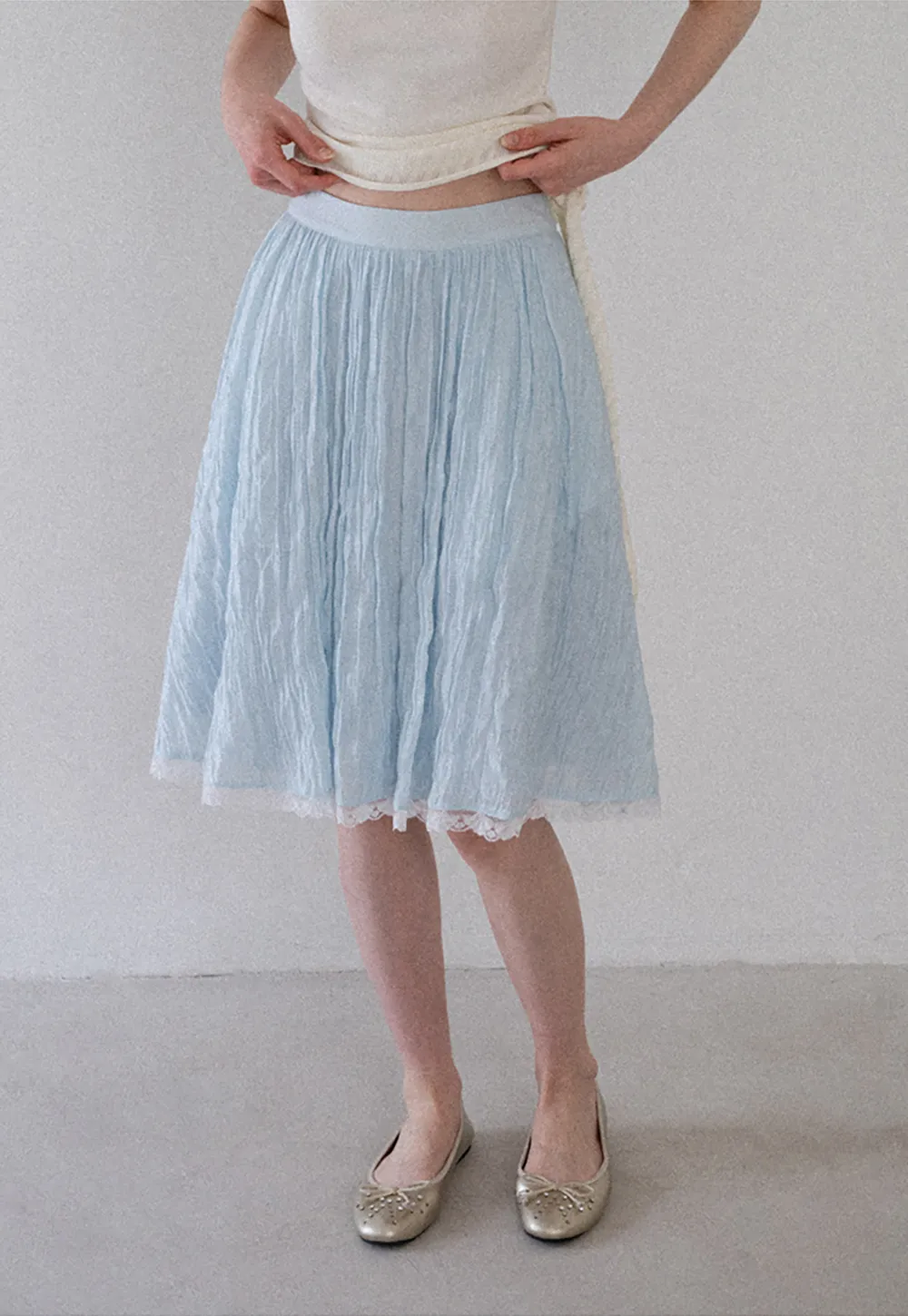 Lace Trim A Line Skirt