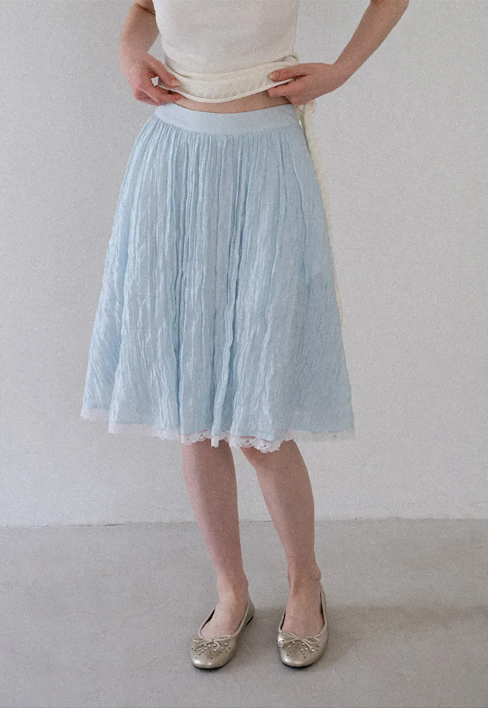Lace Trim A Line Skirt