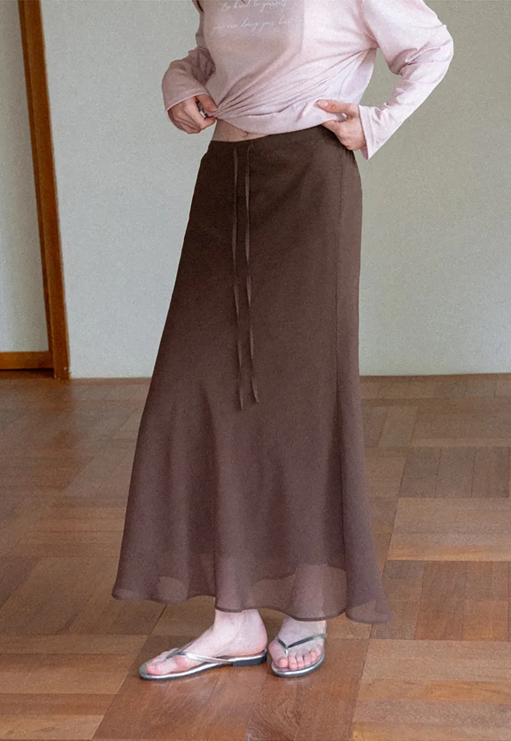Flowy Maxi Skirt with Drawstring Waist