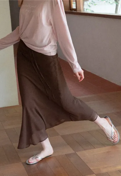 Flowy Maxi Skirt with Drawstring Waist