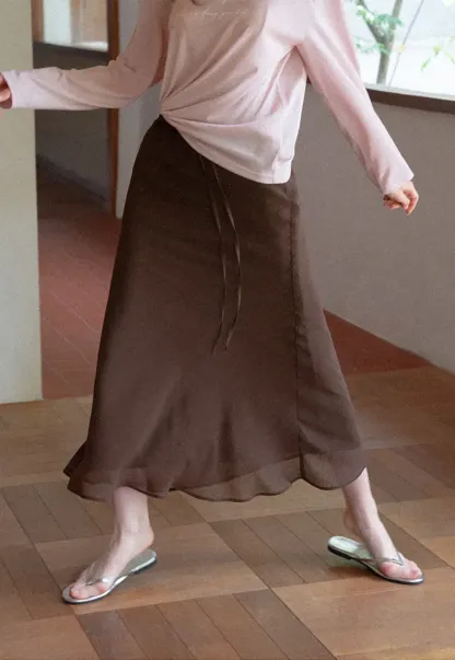 Flowy Maxi Skirt with Drawstring Waist