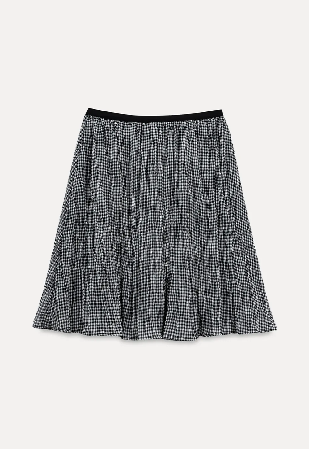 Pleated Gingham Midi Skirt