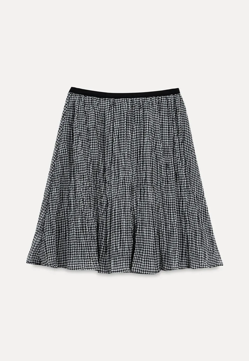 Pleated Gingham Midi Skirt