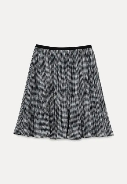 Pleated Gingham Midi Skirt