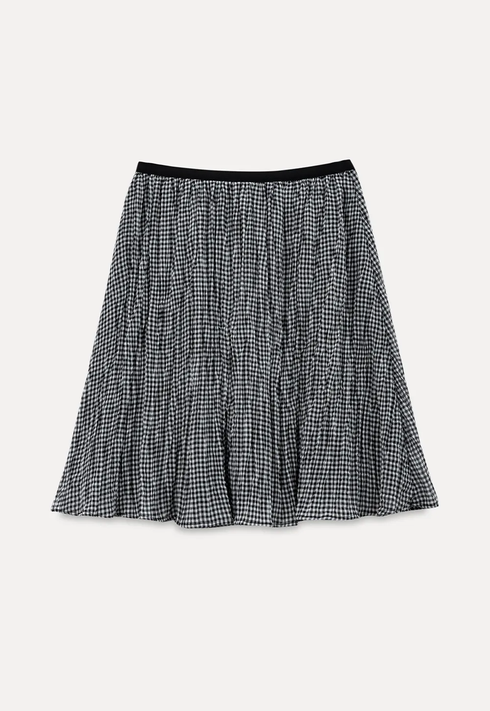 Pleated Gingham Midi Skirt