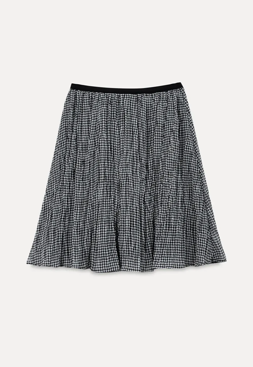 Pleated Gingham Midi Skirt