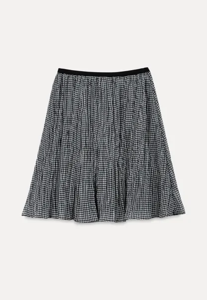 Pleated Gingham Midi Skirt