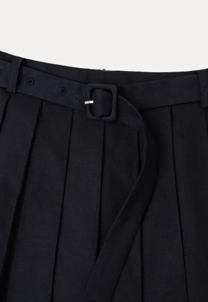 High Waist Pleated A Line Skirt