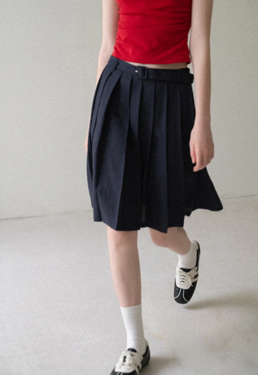 High Waist Pleated A Line Skirt