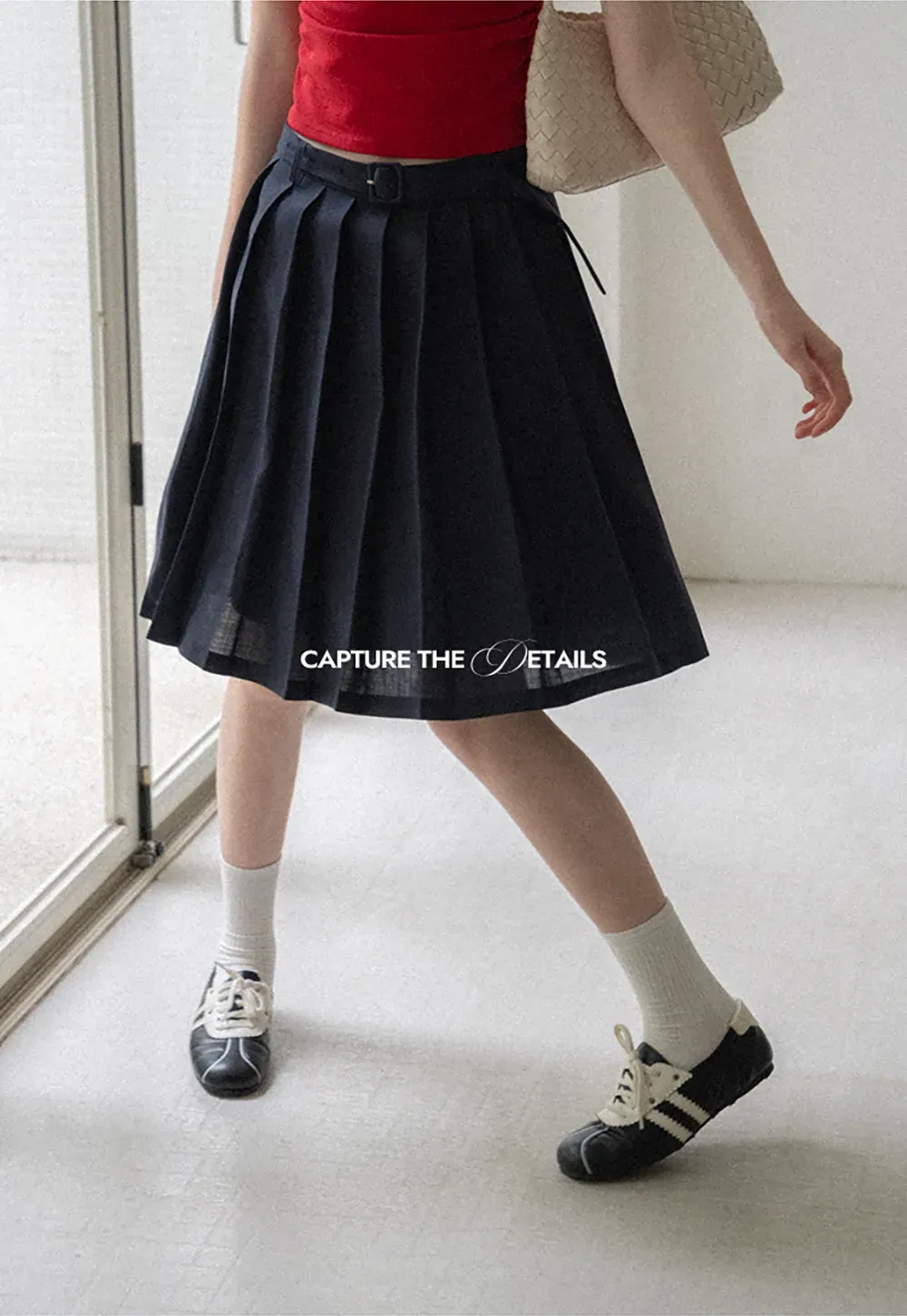 High Waist Pleated A Line Skirt