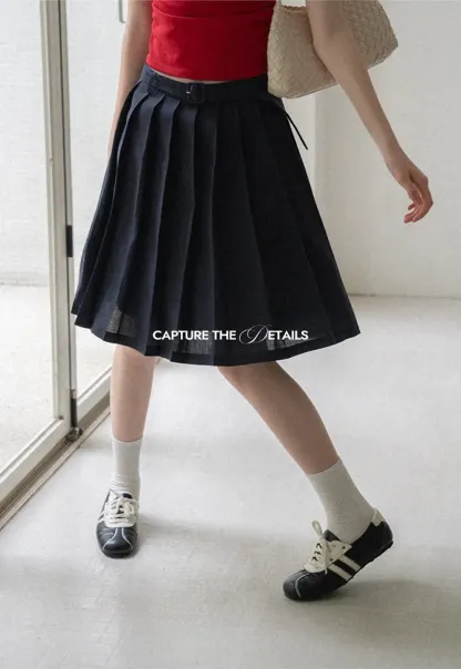 High Waist Pleated A Line Skirt