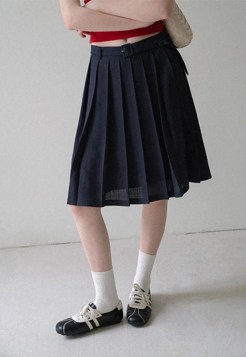 High Waist Pleated A Line Skirt