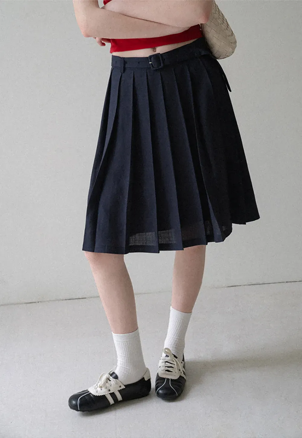 High Waist Pleated A Line Skirt