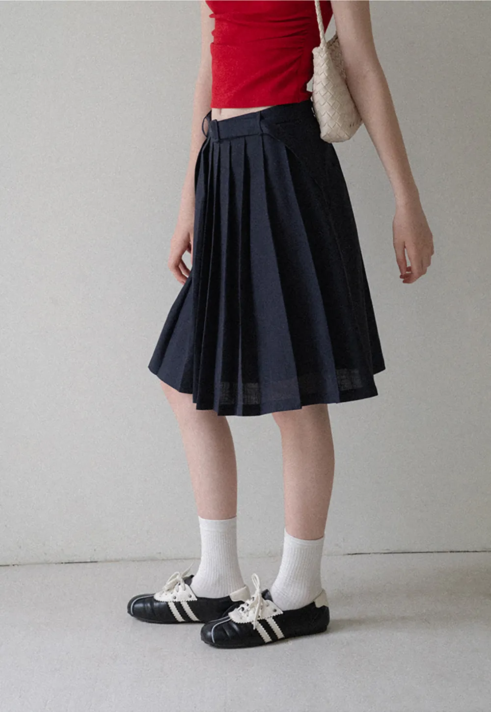 High Waist Pleated A Line Skirt