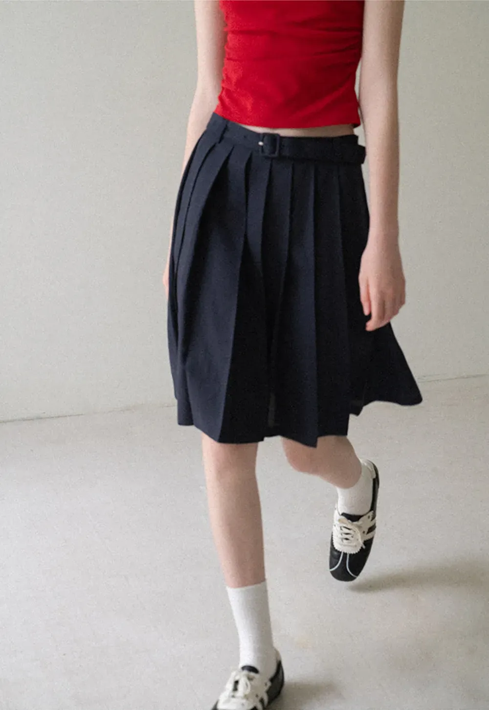 High Waist Pleated A Line Skirt