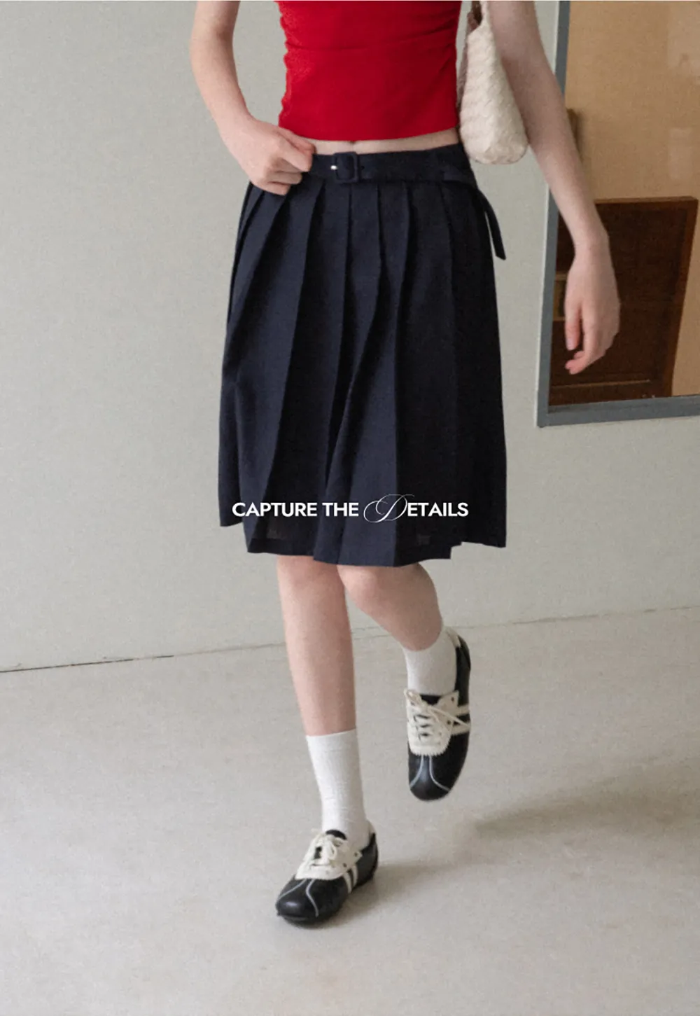 High Waist Pleated A Line Skirt