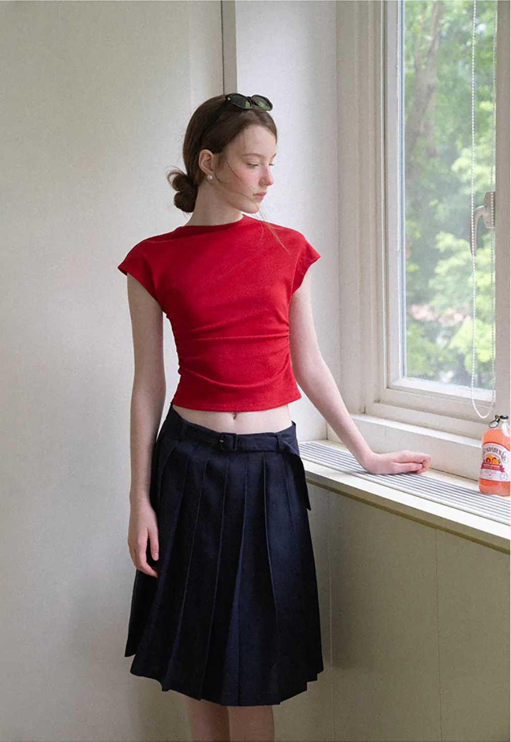 High Waist Pleated A Line Skirt