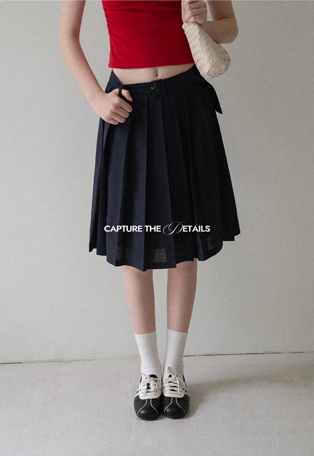 High Waist Pleated A Line Skirt