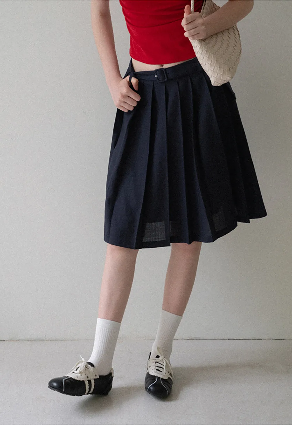 High Waist Pleated A Line Skirt