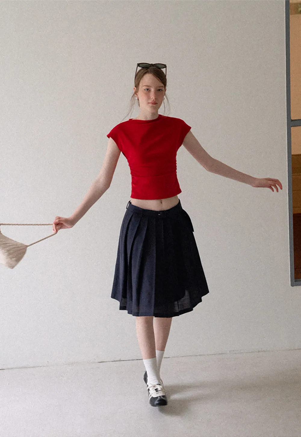High Waist Pleated A Line Skirt