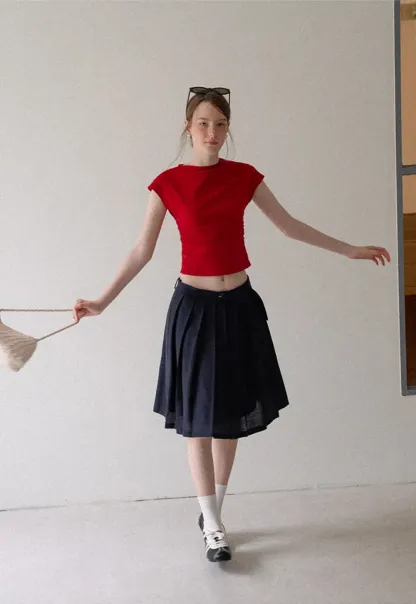High Waist Pleated A Line Skirt