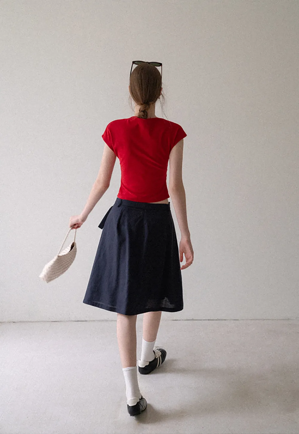 High Waist Pleated A Line Skirt