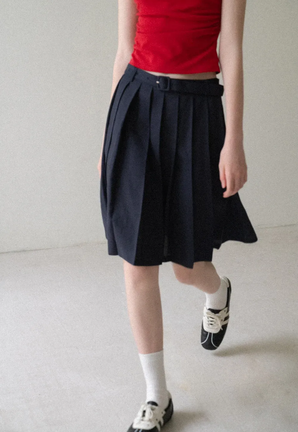 High Waist Pleated A Line Skirt