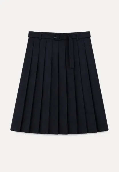 High Waist Pleated A Line Skirt