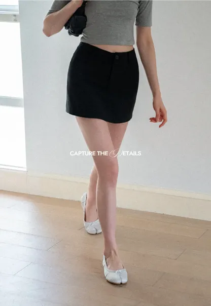 High Waist A-Line Skirt with Back Patch Pockets