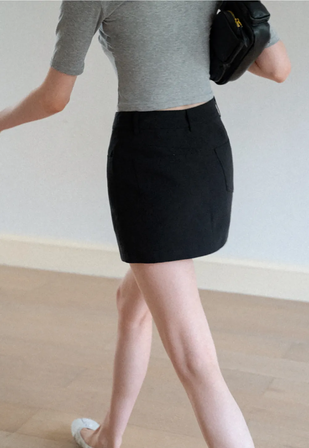 High Waist A-Line Skirt with Back Patch Pockets