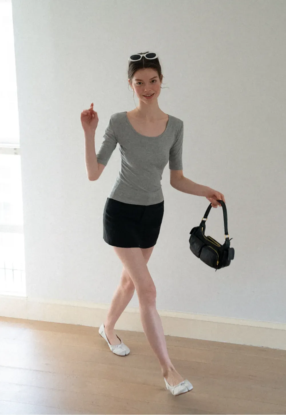 High Waist A-Line Skirt with Back Patch Pockets