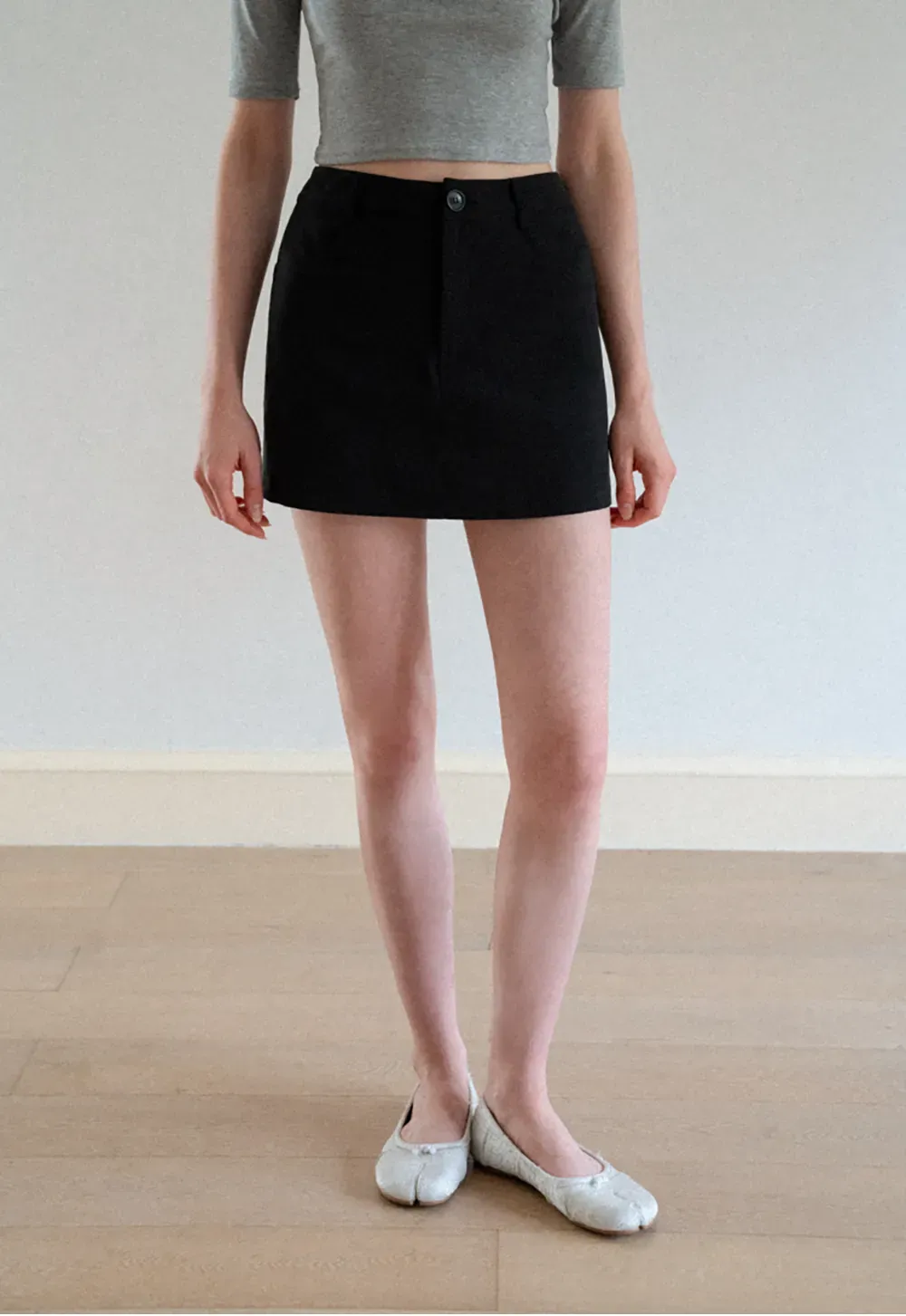 High Waist A-Line Skirt with Back Patch Pockets
