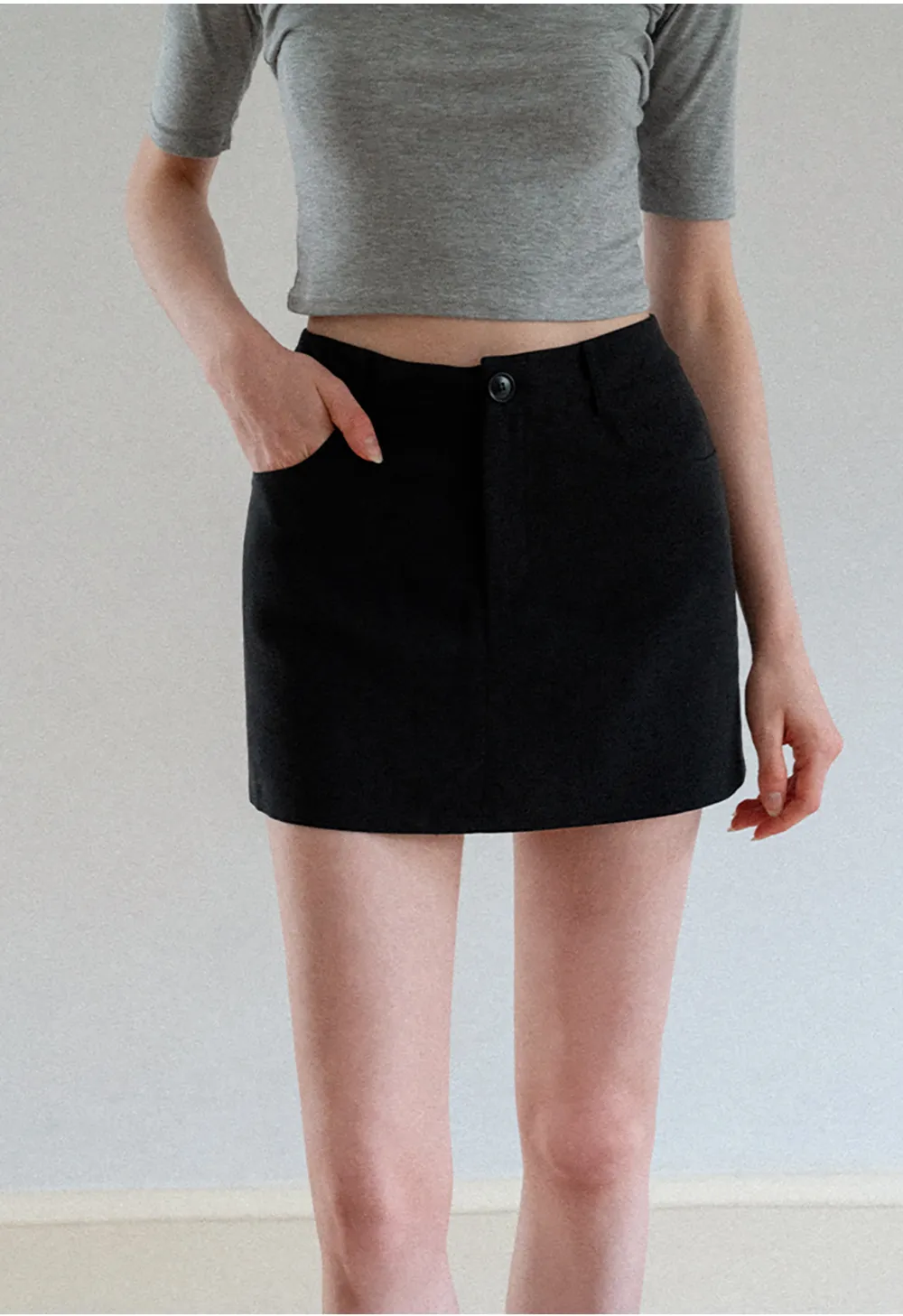 High Waist A-Line Skirt with Back Patch Pockets