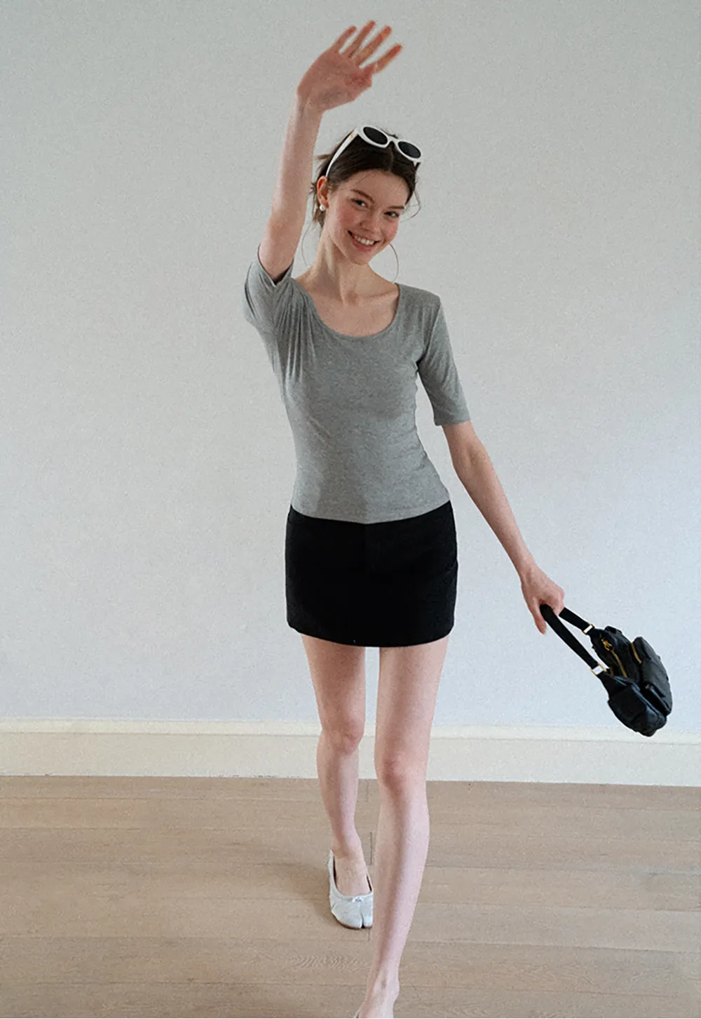 High Waist A-Line Skirt with Back Patch Pockets
