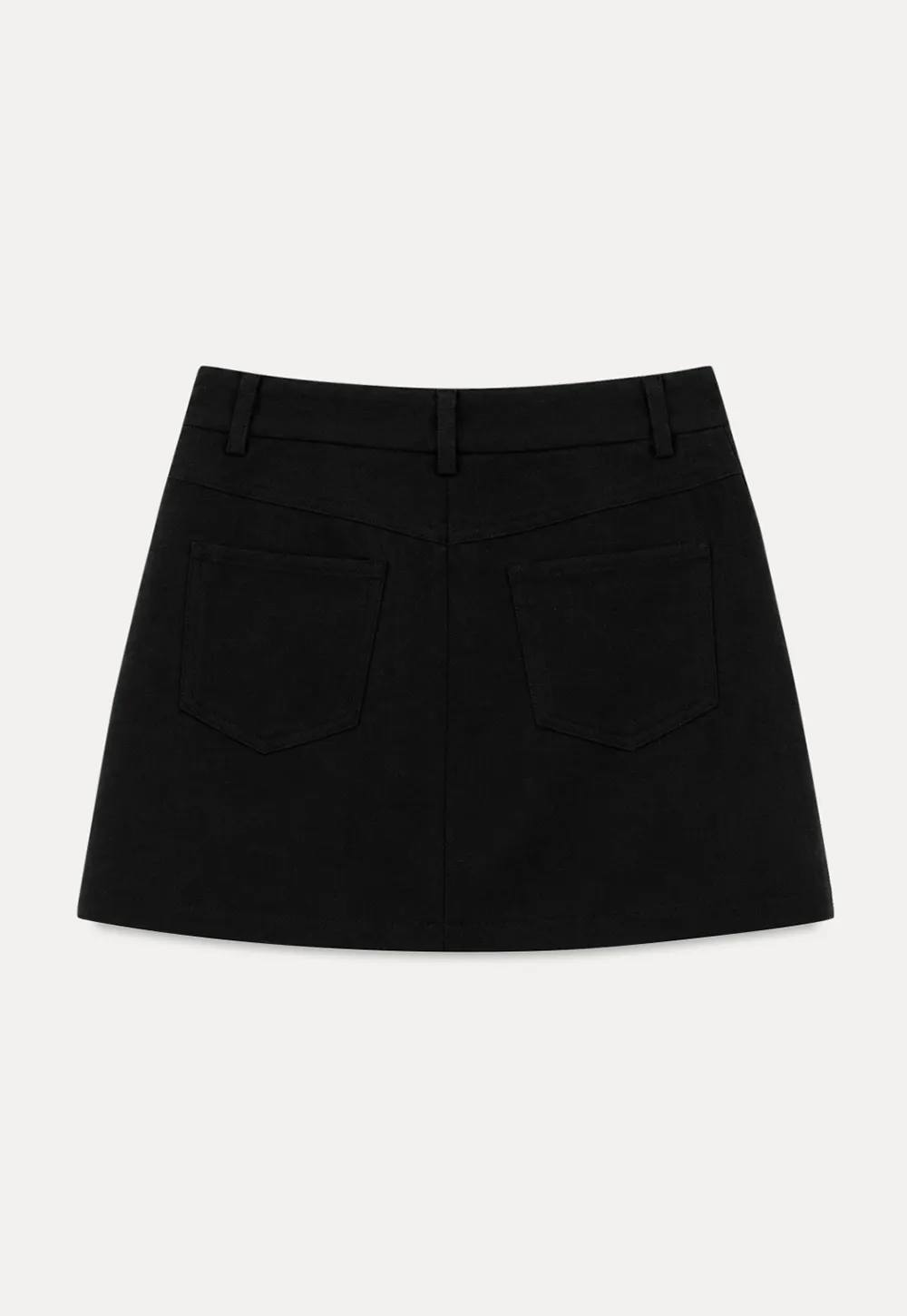 High Waist A-Line Skirt with Back Patch Pockets