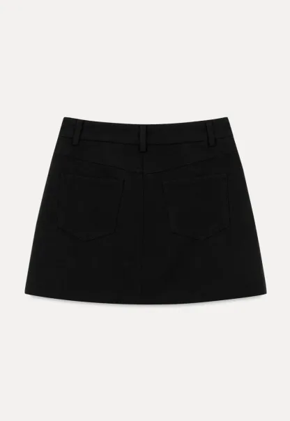 High Waist A-Line Skirt with Back Patch Pockets