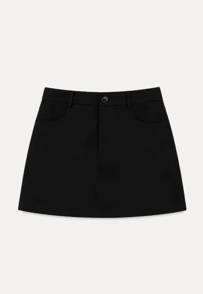 High Waist A-Line Skirt with Back Patch Pockets