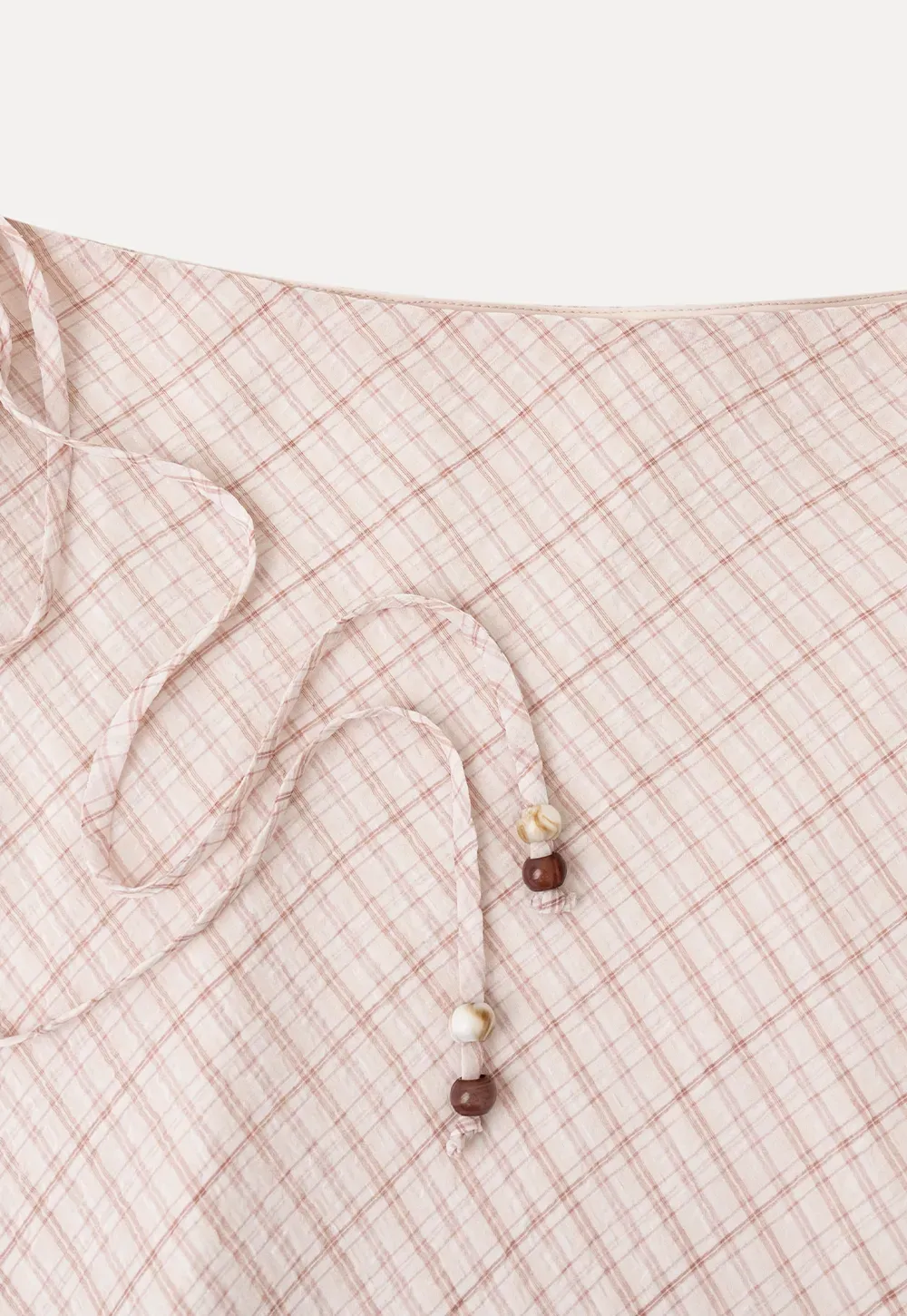 Diagonal Grid Pattern Sheer Midi Skirt with Drawstring Waist