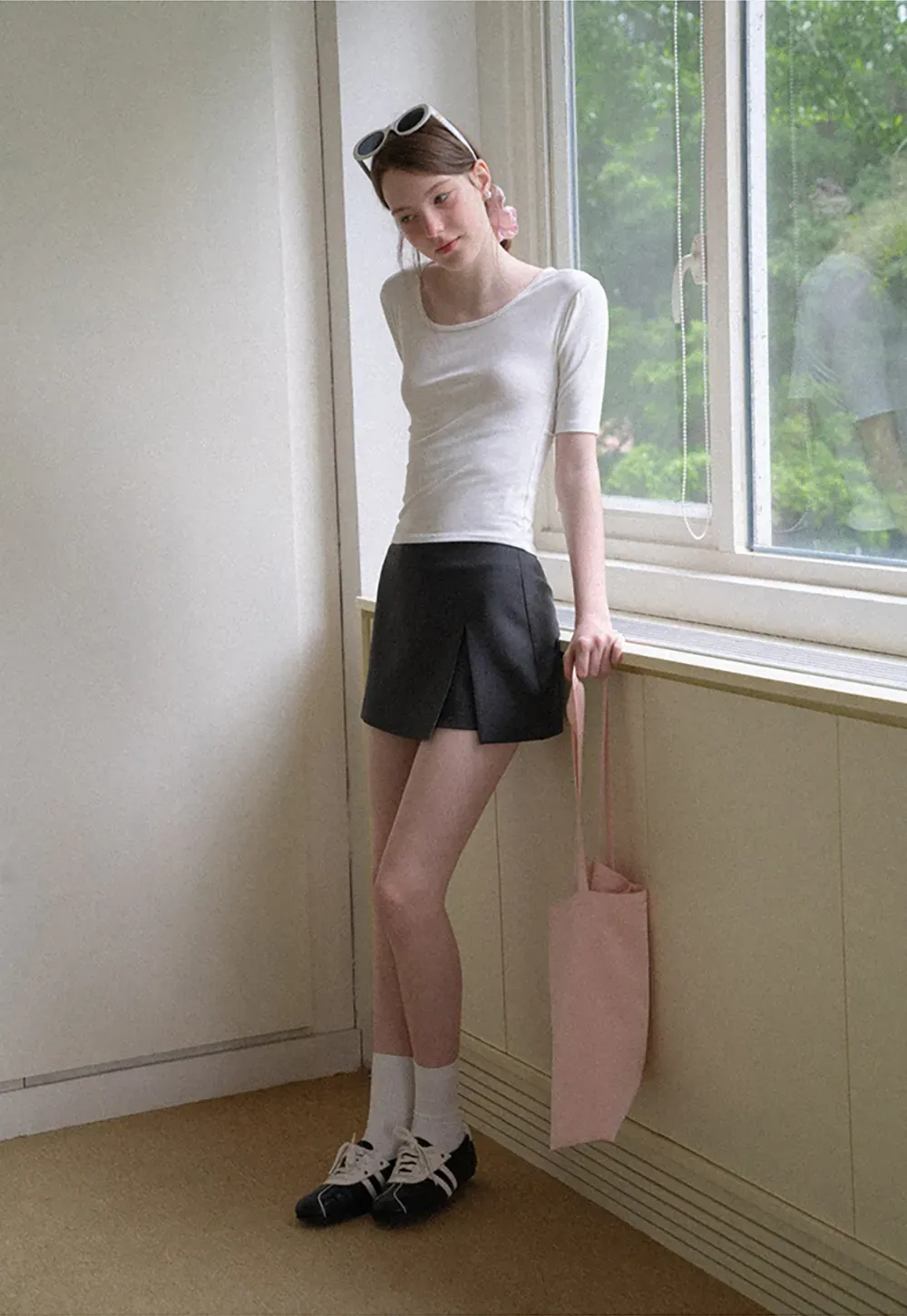Asymmetrical Front Slit Mini Skirt