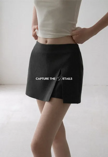 Asymmetrical Front Slit Mini Skirt