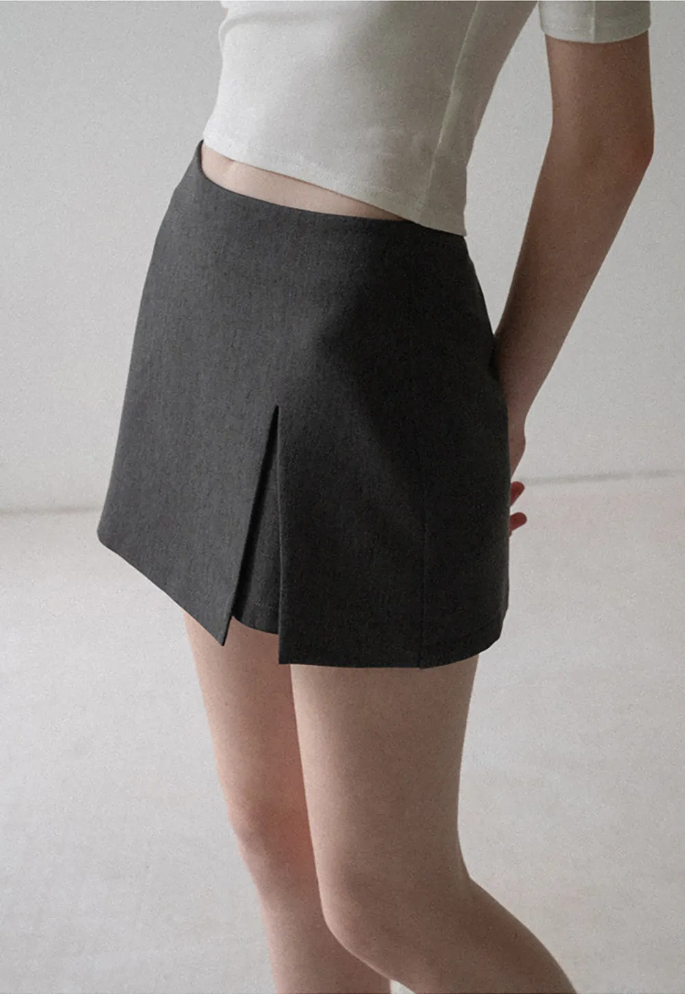 Asymmetrical Front Slit Mini Skirt