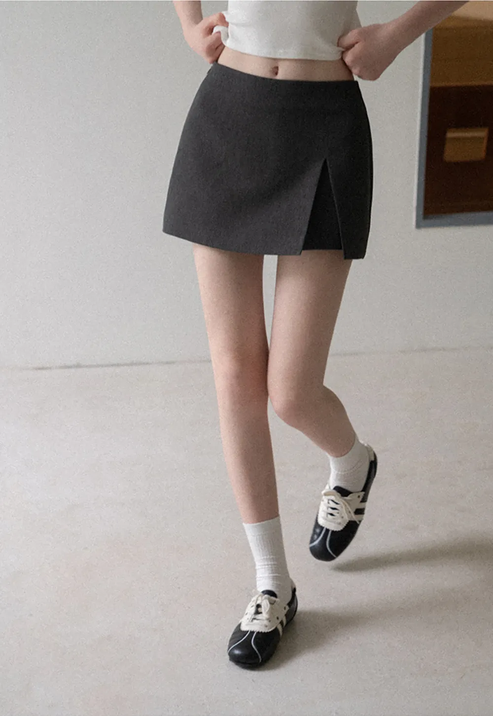Asymmetrical Front Slit Mini Skirt