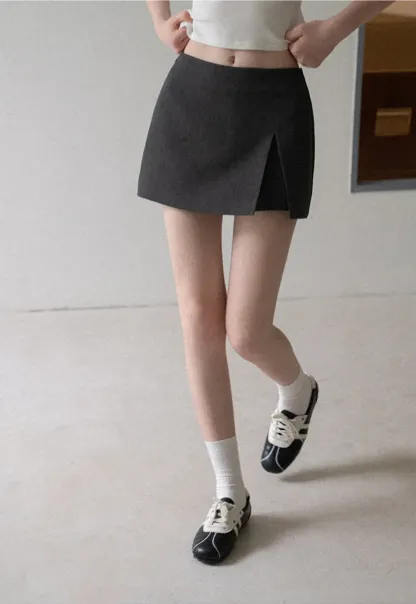 Asymmetrical Front Slit Mini Skirt